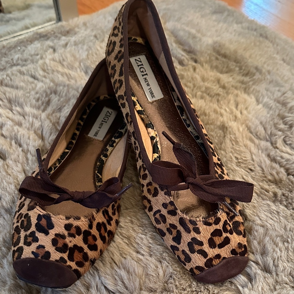 Zigi New York Animal Print Bow Leather Flats